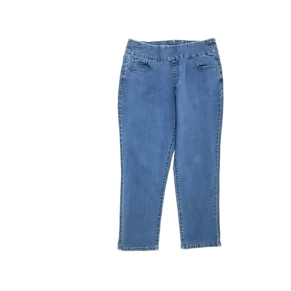 Blair Straight-Leg Pull-On Jeans in Mid Blue